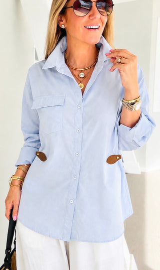 Pocket Detail Button Front Blouse