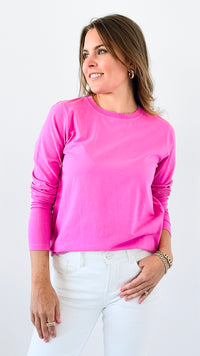 Essential Long-Sleeve Activewear Top- Pink-110 Long Sleeve Tops-Mono B-Coastal Bloom Boutique, find the trendiest versions of the popular styles and looks Located in Indialantic, FL