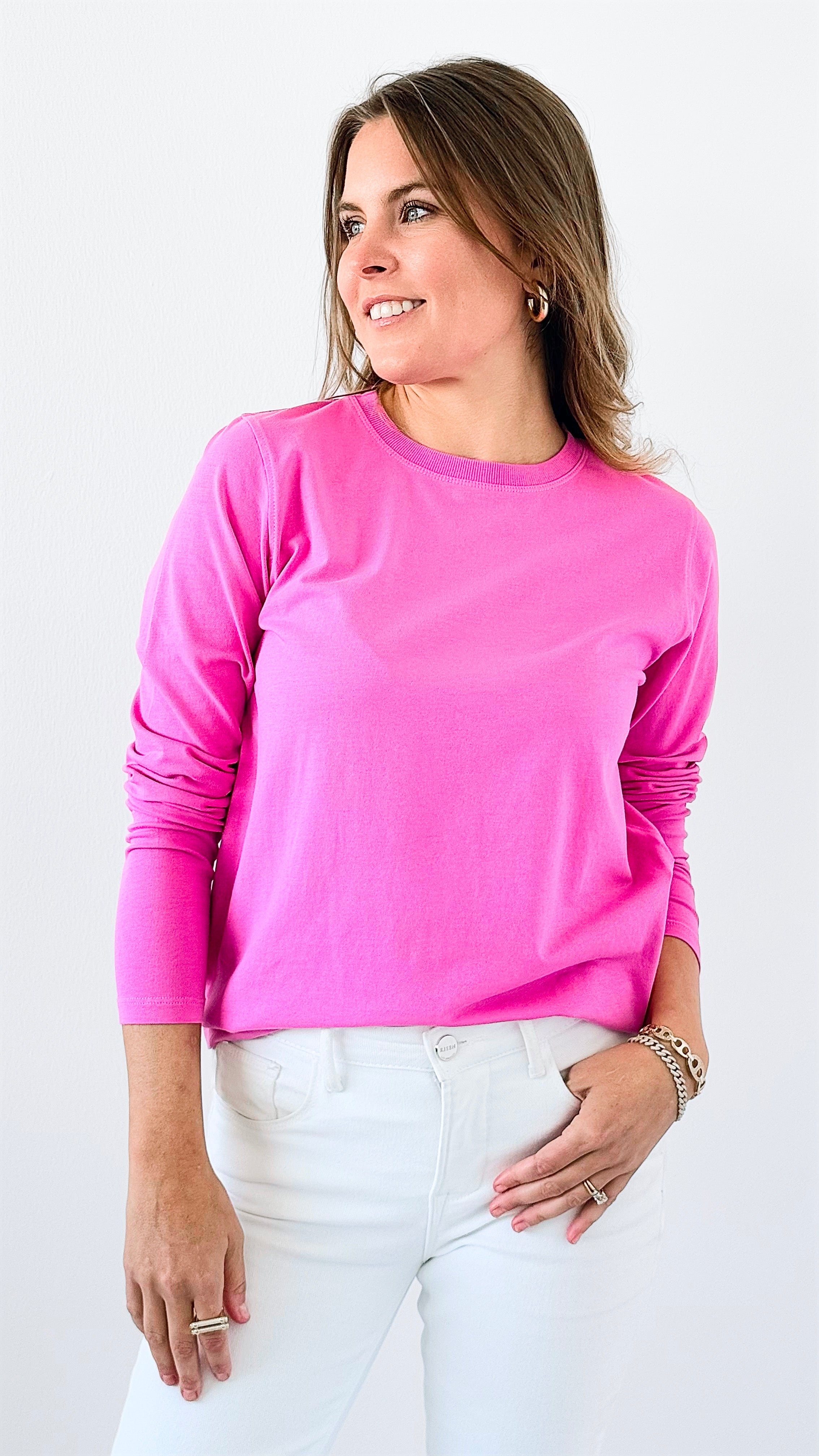 Essential Long-Sleeve Activewear Top- Pink-110 Long Sleeve Tops-Mono B-Coastal Bloom Boutique, find the trendiest versions of the popular styles and looks Located in Indialantic, FL