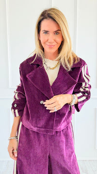 Tracked Threads Cropped Italian Jacket- Plum
