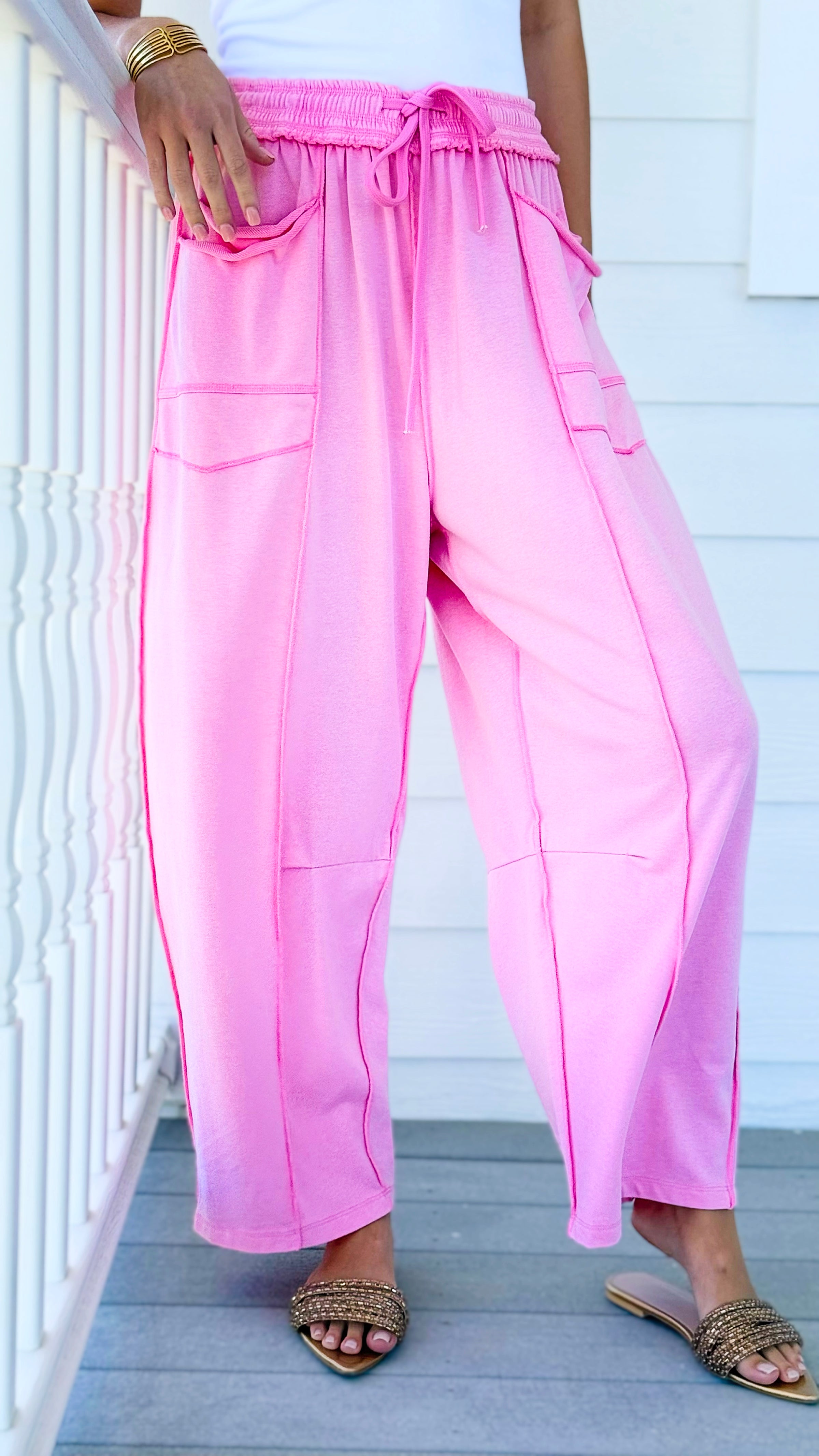 Off-Duty Mineral Wash Utility Knit Pant - Candy Pink