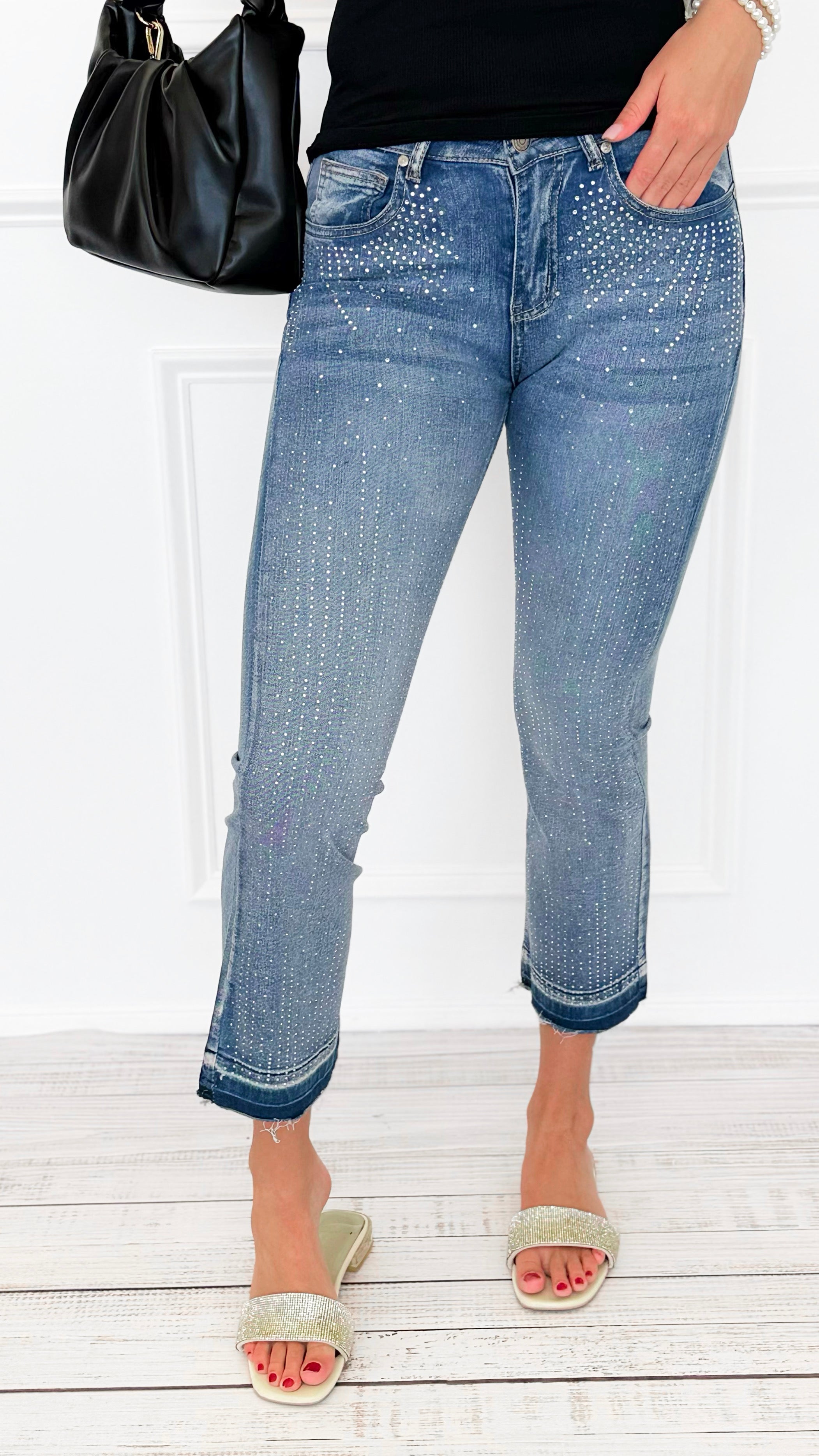 Italian Starlight Flare Ankle Jeans-100 Pants-V SKY-Coastal Bloom Boutique, find the trendiest versions of the popular styles and looks Located in Indialantic, FL