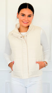 Warm Intentions Zip Puffer Vest - Cream-160 Jackets-Zenana-Coastal Bloom Boutique, find the trendiest versions of the popular styles and looks Located in Indialantic, FL