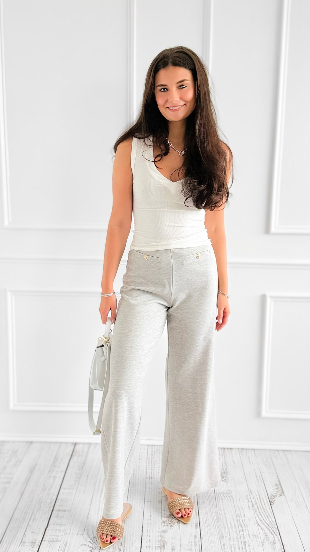 Golden Hour Pants - Grey-170 Bottoms-GLAM-Coastal Bloom Boutique, find the trendiest versions of the popular styles and looks Located in Indialantic, FL