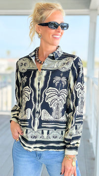 Palm Story Button Down Top