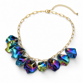 Iridescent Wave Necklace - Oil Spill