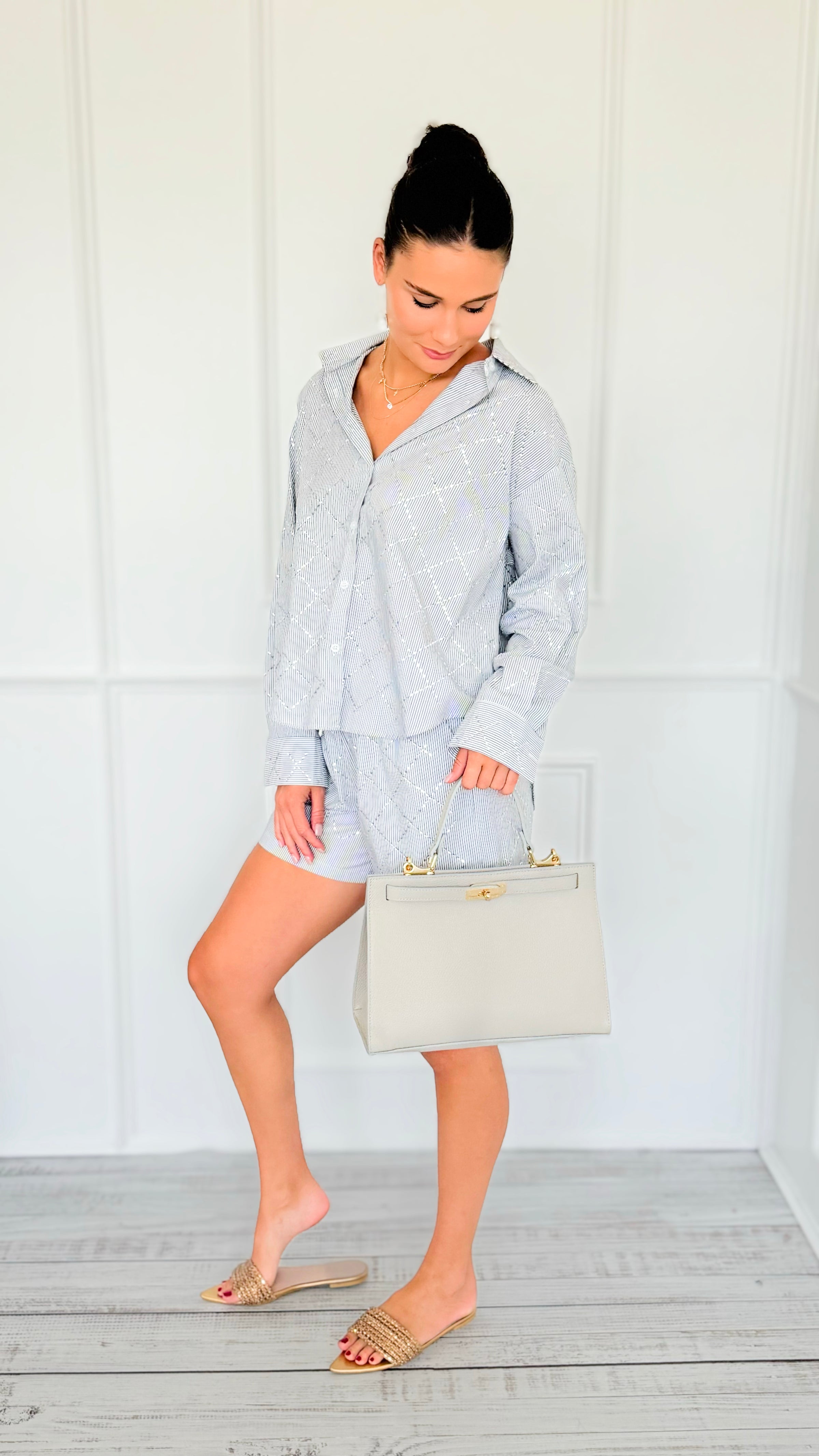 Diamond Spark Striped Lounge Set-210 Loungewear/Sets-Hesperus-Coastal Bloom Boutique, find the trendiest versions of the popular styles and looks Located in Indialantic, FL
