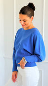 Sunday Muse Dolman Knit Sweater - Cobalt Blue-140 Sweaters-she + sky-Coastal Bloom Boutique, find the trendiest versions of the popular styles and looks Located in Indialantic, FL