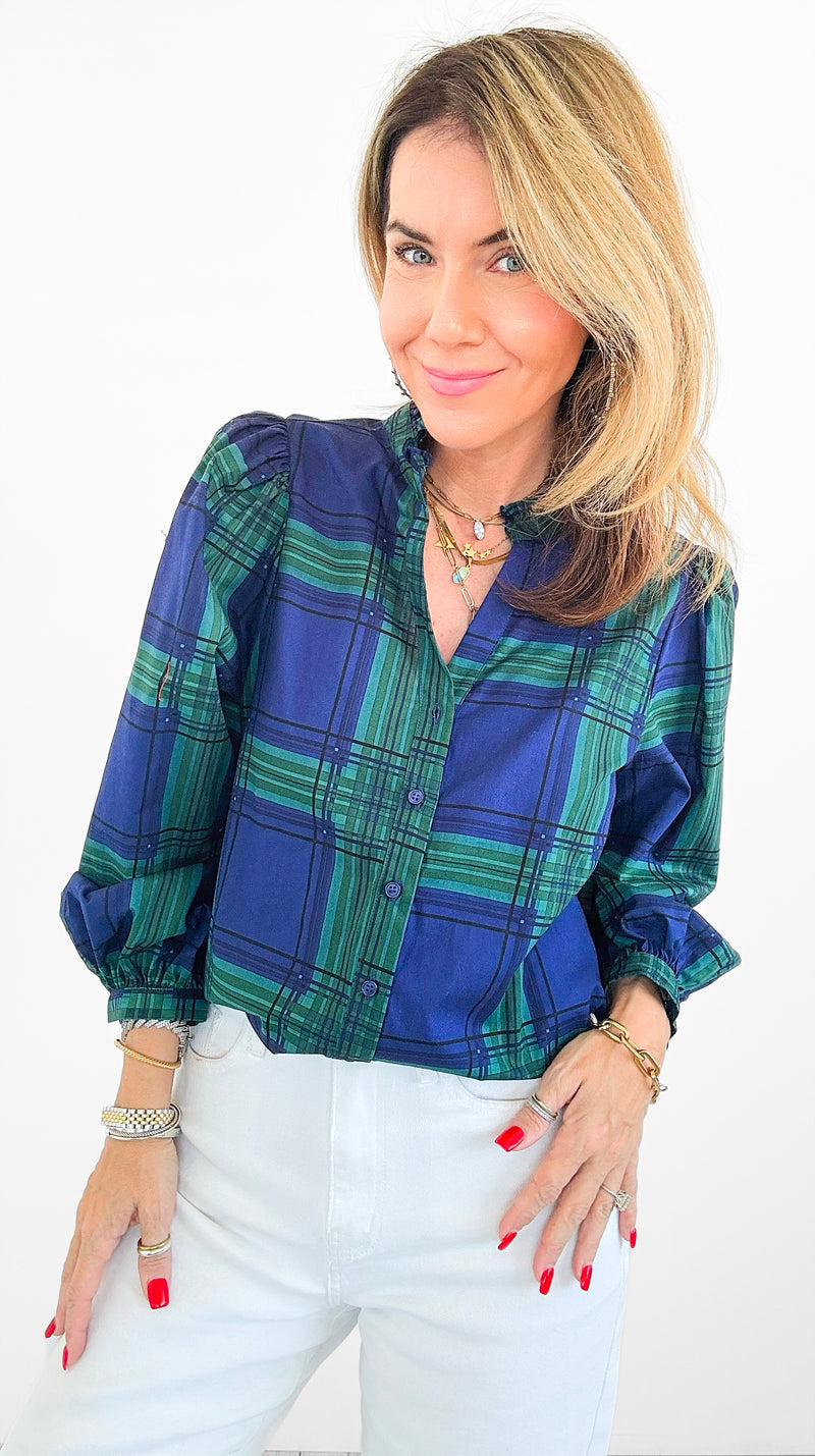 Timeless Plaid Button-Up Top-130 Long Sleeve Tops-SUGARLIPS-Coastal Bloom Boutique, find the trendiest versions of the popular styles and looks Located in Indialantic, FL