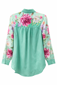Wild Garden Button Down Top - Green