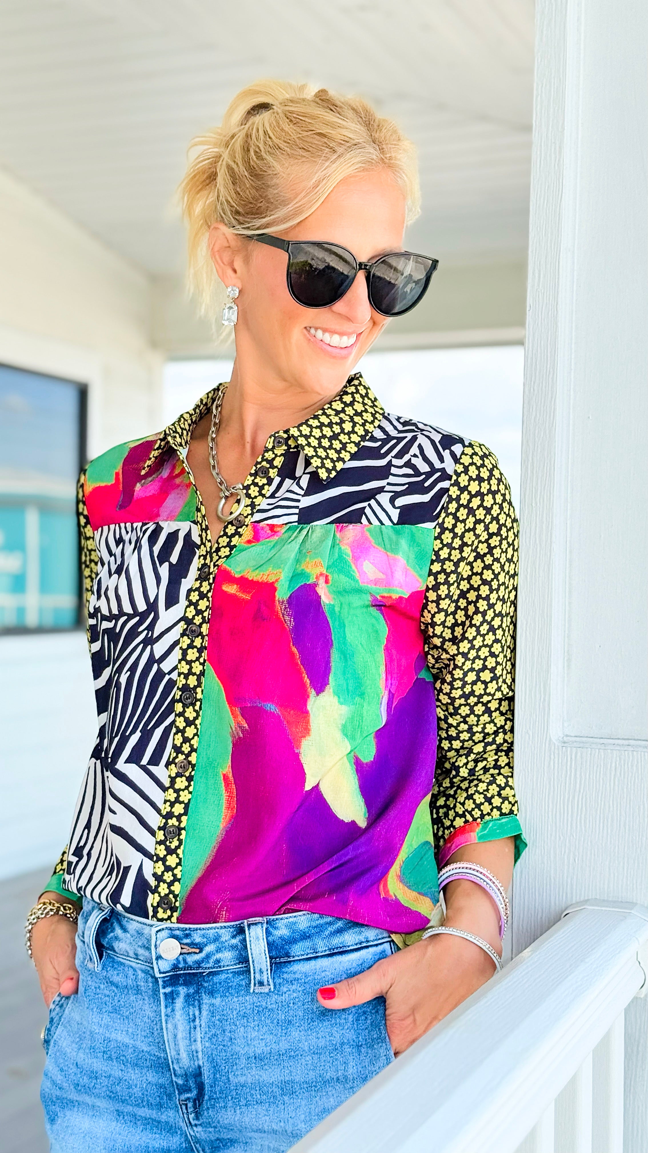 Urban Jungle Collage Top - Yellow