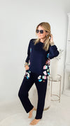 Pop of Color Navy Scuba Top-130 Long Sleeve Tops-Joh Apparel-Coastal Bloom Boutique, find the trendiest versions of the popular styles and looks Located in Indialantic, FL