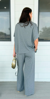 Chic Alert Italian Set - Heather Gray-210 Loungewear/Sets-Italianissimo-Coastal Bloom Boutique, find the trendiest versions of the popular styles and looks Located in Indialantic, FL
