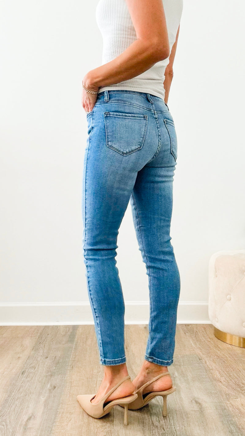 High Waisted Skinny Jeans-190 Denim-Vibrant M.i.U-Coastal Bloom Boutique, find the trendiest versions of the popular styles and looks Located in Indialantic, FL
