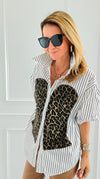 Run Wild Button-Up Blouse- Stripe-110 Short Sleeve Tops-7Mango7-Coastal Bloom Boutique, find the trendiest versions of the popular styles and looks Located in Indialantic, FL