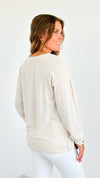 Jungle Icon Relaxed Top - Oat-130 Long Sleeve Tops-mystree-Coastal Bloom Boutique, find the trendiest versions of the popular styles and looks Located in Indialantic, FL