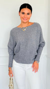 Ribbed Italian Pullover- Grey Heather-140 Sweaters-Italianissimo-Coastal Bloom Boutique, find the trendiest versions of the popular styles and looks Located in Indialantic, FL