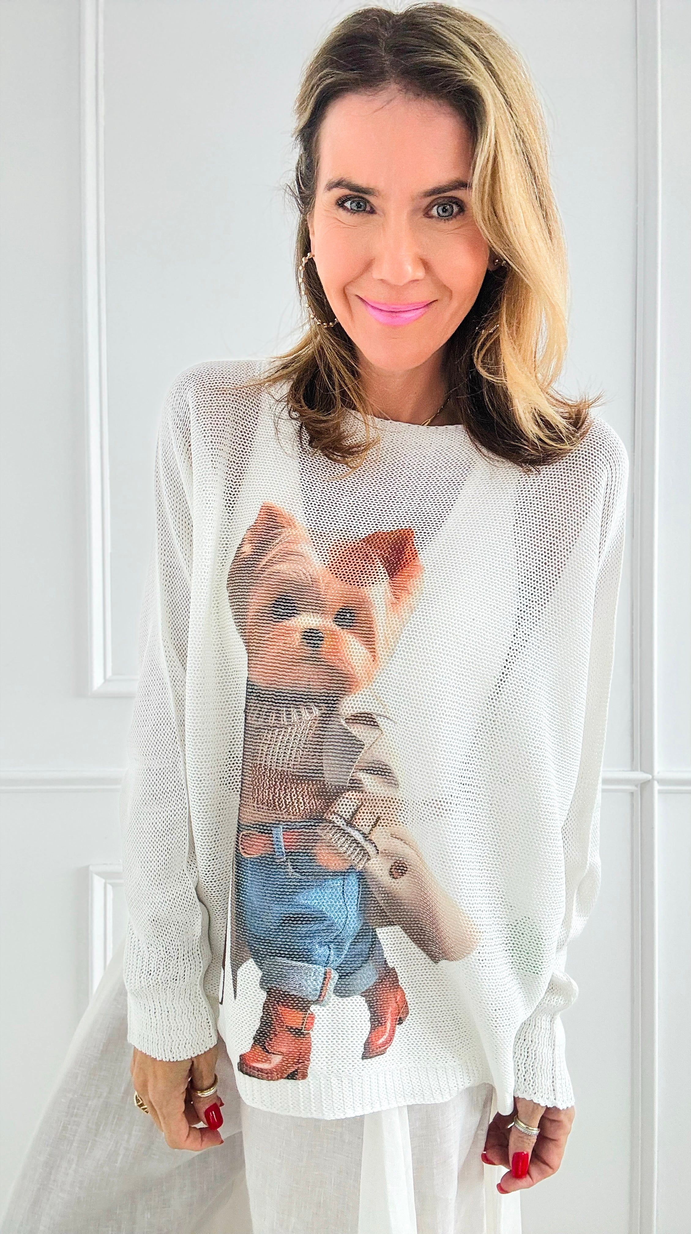 Milo the Yorkie Italian St Tropez Knit-140 Sweaters-Italianissimo-Coastal Bloom Boutique, find the trendiest versions of the popular styles and looks Located in Indialantic, FL