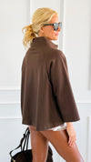 Italian Kaleidoscope Scuba Jacket - Brown-160 Jackets-Italianissimo-Coastal Bloom Boutique, find the trendiest versions of the popular styles and looks Located in Indialantic, FL