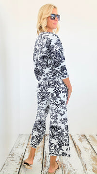 Serene Morning Toile Lounge Set-210 Loungewear/sets-See and Be Seen-Coastal Bloom Boutique, find the trendiest versions of the popular styles and looks Located in Indialantic, FL