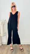 Solid Sleeveless Jumpsuit - Black-200 Dresses/Jumpsuits/Rompers-Jodifl-Coastal Bloom Boutique, find the trendiest versions of the popular styles and looks Located in Indialantic, FL