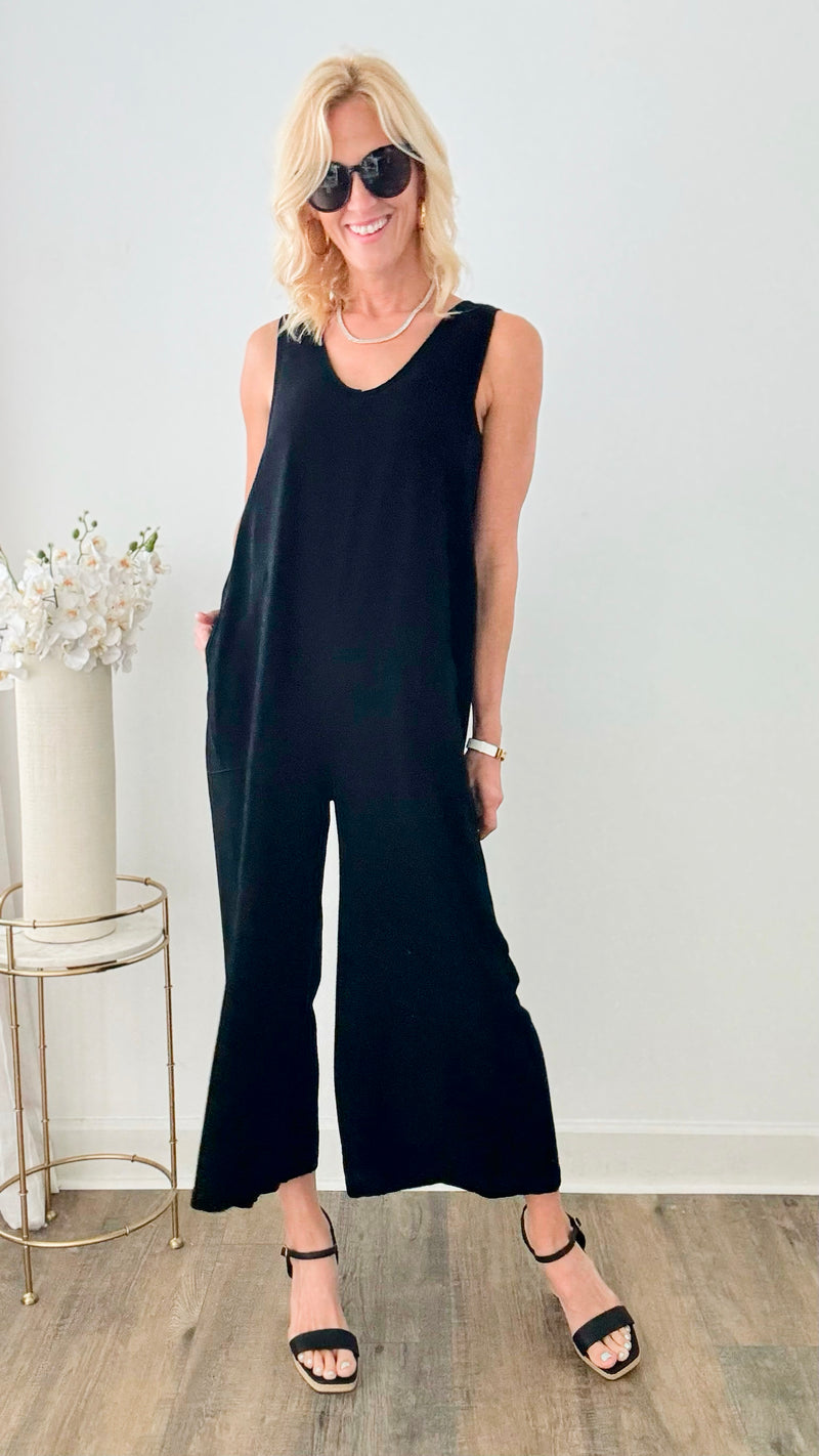 Solid Sleeveless Jumpsuit - Black-200 Dresses/Jumpsuits/Rompers-Jodifl-Coastal Bloom Boutique, find the trendiest versions of the popular styles and looks Located in Indialantic, FL
