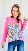 Wild Colorful Italian St Tropez Knit- Pink-140 Sweaters-Italianissimo-Coastal Bloom Boutique, find the trendiest versions of the popular styles and looks Located in Indialantic, FL