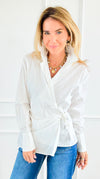 City Muse Wrap Top - Off White-130 Long Sleeve Tops-IRIS-Coastal Bloom Boutique, find the trendiest versions of the popular styles and looks Located in Indialantic, FL