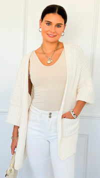Cuff & Comfort Chenille Cardigan-Cream-150 Cardigans/Layers-POL-Coastal Bloom Boutique, find the trendiest versions of the popular styles and looks Located in Indialantic, FL