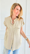 Golden Charm Italian Button Top-170 Bottoms-SEÑORITA C-Coastal Bloom Boutique, find the trendiest versions of the popular styles and looks Located in Indialantic, FL
