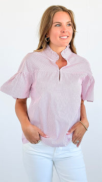 Split Neck Ruffle Top-100 Sleeveless Tops-ARYEH-Coastal Bloom Boutique, find the trendiest versions of the popular styles and looks Located in Indialantic, FL