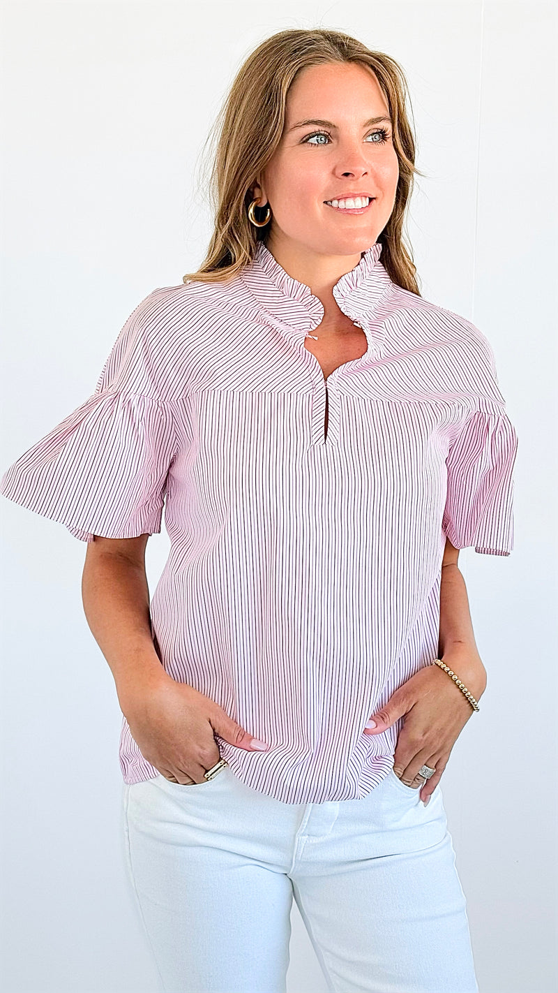 Split Neck Ruffle Top-100 Sleeveless Tops-ARYEH-Coastal Bloom Boutique, find the trendiest versions of the popular styles and looks Located in Indialantic, FL