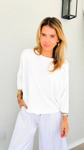 Easy Like Sunday Italian Knit Top- White