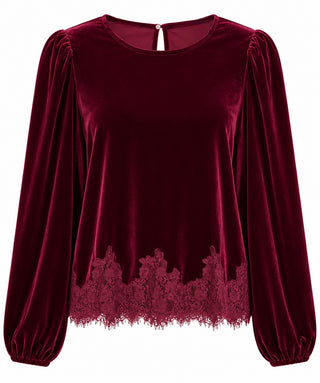 Velvet Lace Top - Wine