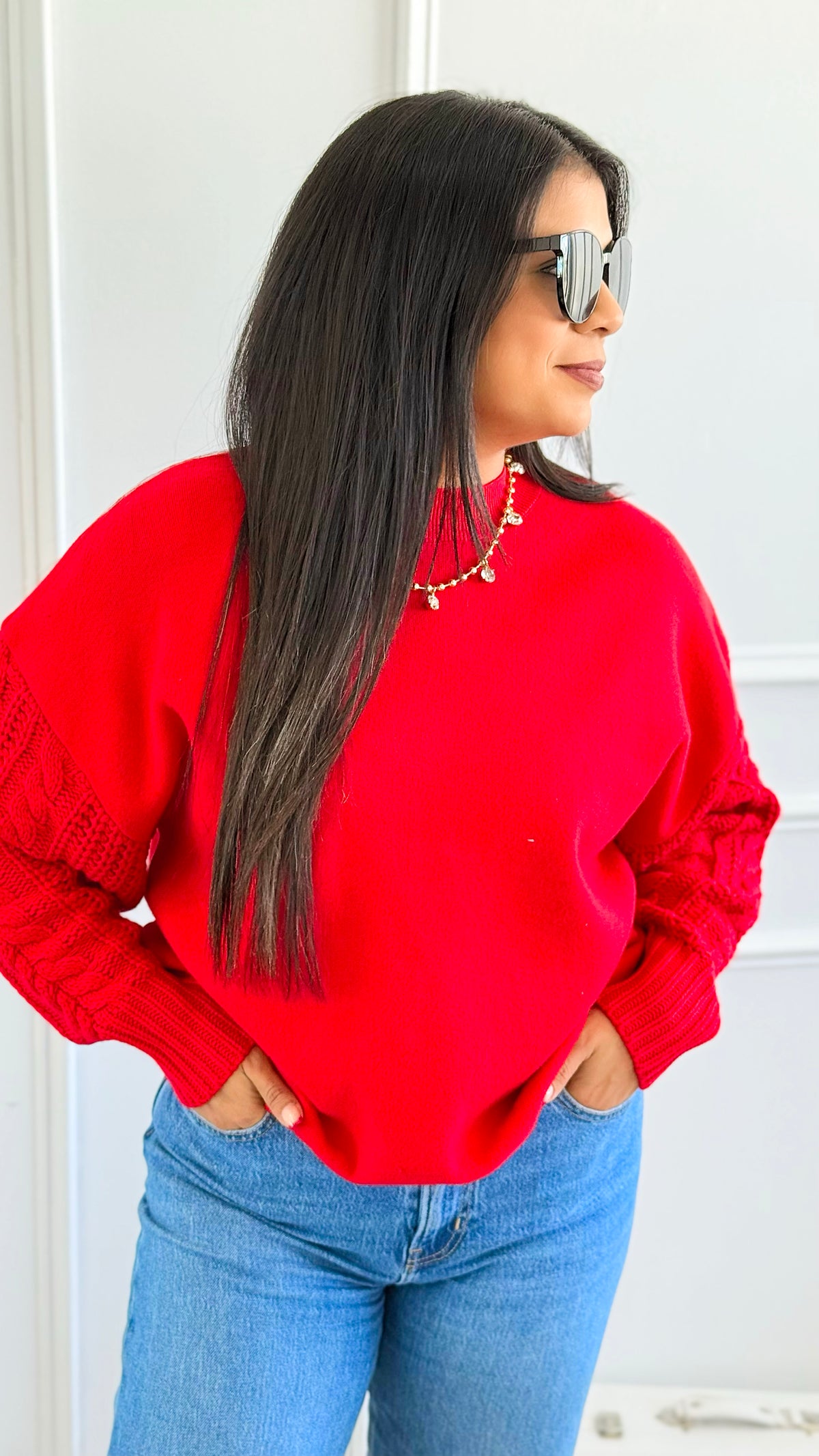 Fireside Sonata Sweater - Ruby-140 Sweaters-Zenana-Coastal Bloom Boutique, find the trendiest versions of the popular styles and looks Located in Indialantic, FL