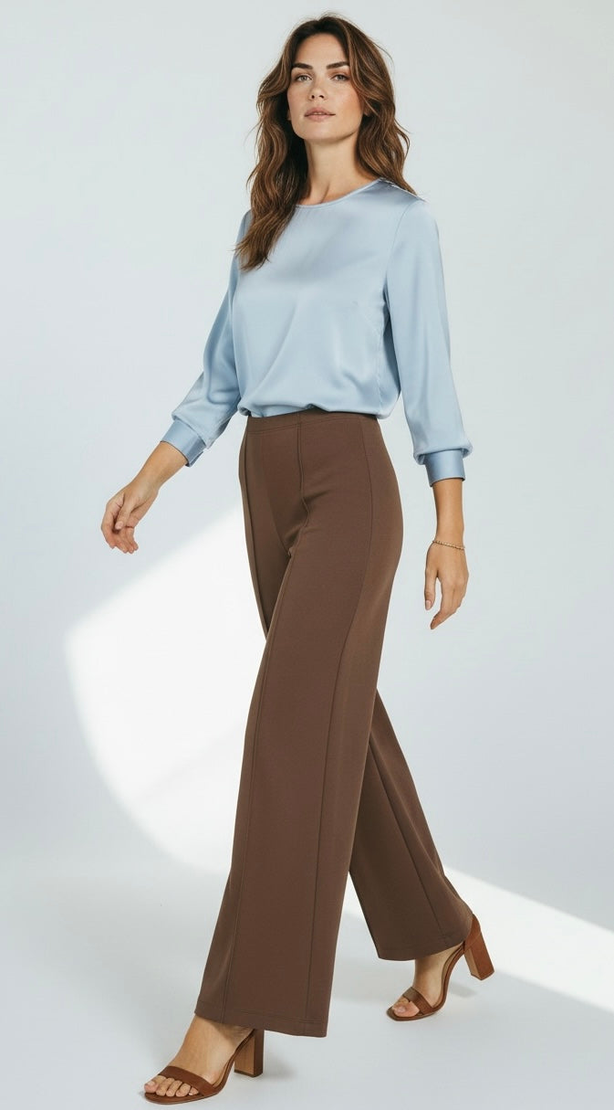 Line Flow Cropped Pants - Brown-170 Bottoms-Zenana-Coastal Bloom Boutique, find the trendiest versions of the popular styles and looks Located in Indialantic, FL