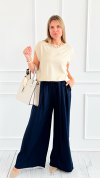 Relaxed Italian Vest- Ivory-100 Sleeveless Tops-PROFITER-Coastal Bloom Boutique, find the trendiest versions of the popular styles and looks Located in Indialantic, FL