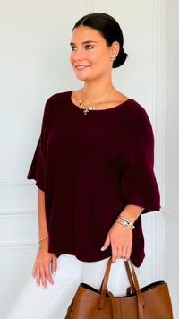 Winter in Amalfi Italian Top - Wine-140 Sweaters-Italianissimo-Coastal Bloom Boutique, find the trendiest versions of the popular styles and looks Located in Indialantic, FL