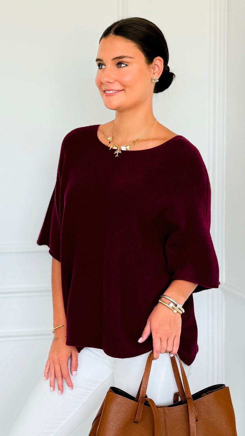 Winter in Amalfi Italian Top - Wine-140 Sweaters-Italianissimo-Coastal Bloom Boutique, find the trendiest versions of the popular styles and looks Located in Indialantic, FL