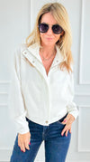 Modern Edge Snap Jacket - Off White-160 Jackets-IRIS-Coastal Bloom Boutique, find the trendiest versions of the popular styles and looks Located in Indialantic, FL