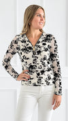 Floral Zip Front Long-Sleeve Top-130 Long Sleeve Tops-7Mango7-Coastal Bloom Boutique, find the trendiest versions of the popular styles and looks Located in Indialantic, FL