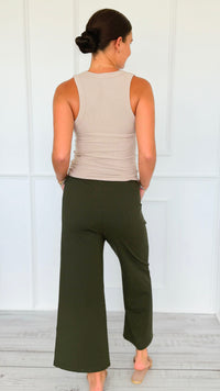 Weekend Flow Pull-On Pants - Dark Olive-170 Bottoms/Shorts-YELETE-Coastal Bloom Boutique, find the trendiest versions of the popular styles and looks Located in Indialantic, FL