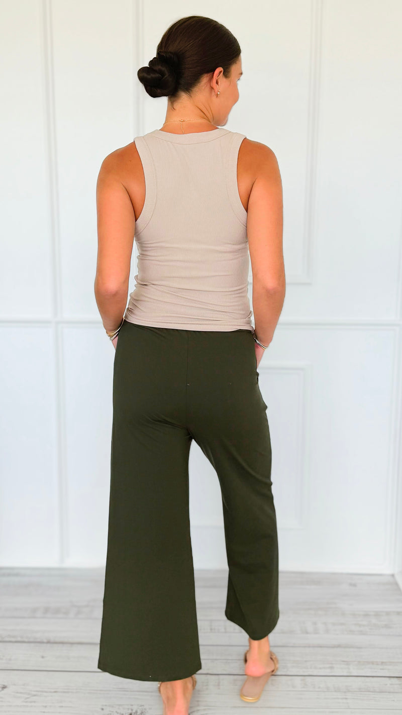 Weekend Flow Pull-On Pants - Dark Olive-170 Bottoms/Shorts-YELETE-Coastal Bloom Boutique, find the trendiest versions of the popular styles and looks Located in Indialantic, FL