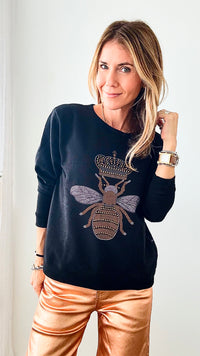 Custom Bee Royal Sweatshirt - Black-130 Long Sleeve Tops-Holly-Coastal Bloom Boutique, find the trendiest versions of the popular styles and looks Located in Indialantic, FL