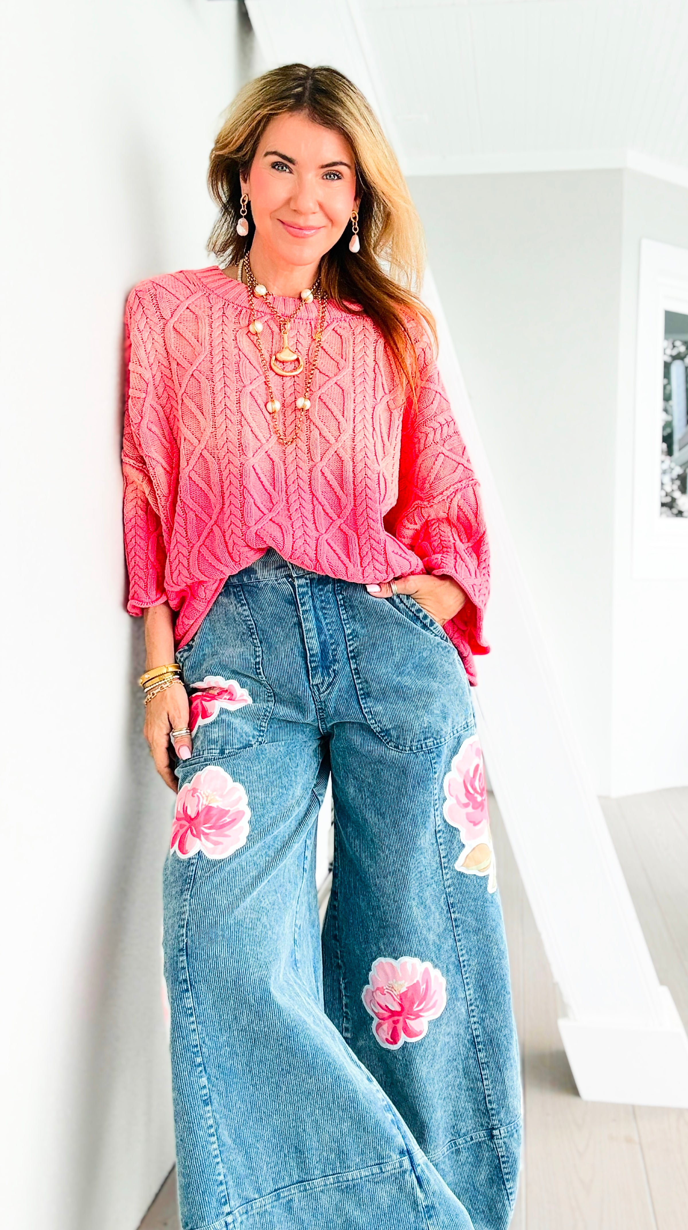 Vintage Blossom Corduroy Pants