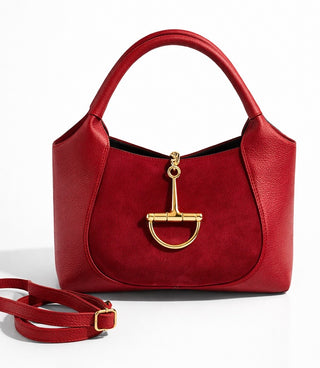 Italian Portofino Poise Genuine Suede Mini Bag- Red