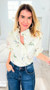 Garden Daydream Ruffled Collared Top-130 Long Sleeve Tops-JODIFL-Coastal Bloom Boutique, find the trendiest versions of the popular styles and looks Located in Indialantic, FL