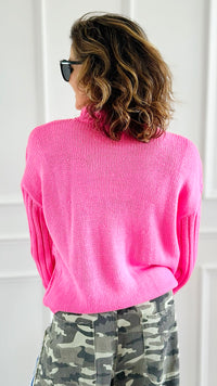 Playful Texture Knit Sweater-140 Sweaters-ROUSSEAU-Coastal Bloom Boutique, find the trendiest versions of the popular styles and looks Located in Indialantic, FL
