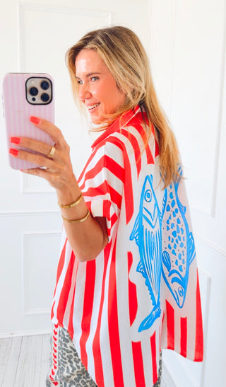 Dockside Catch Italian Button Top