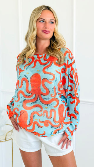 Ocean Whimsy Italian St Tropez Knit- Light Blue